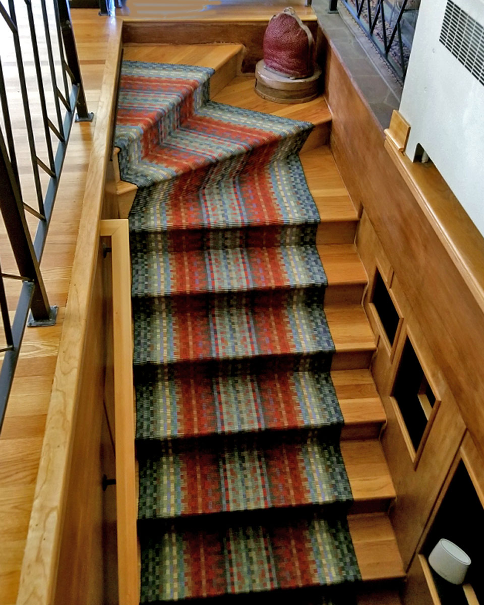 custom stair runner, rep weave, kelly marshall textiles, custom woven rugs
