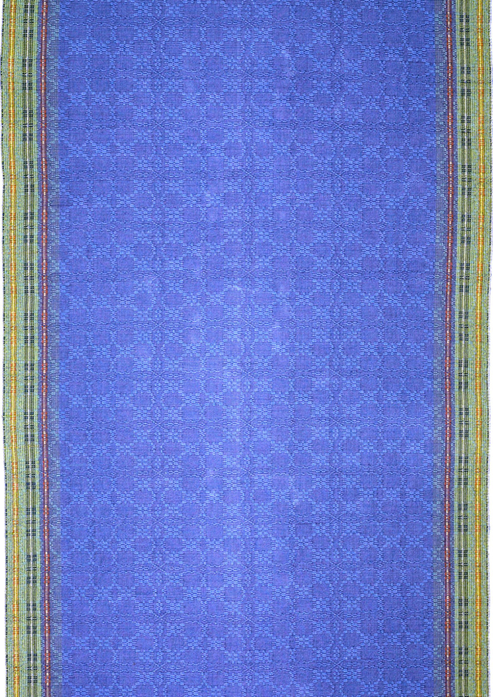 handwoven cotton throw Scandinavian design periwinkle and lime